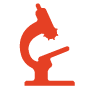 fodqulty Red silhouette of a microscope on a white background, embodying precision and clarity—because confidence matters. - Matrix Sciences