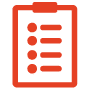 prodreser Red clipboard icon with a checklist of four dots and lines, perfect for staying organized because confidence matters. - Matrix Sciences