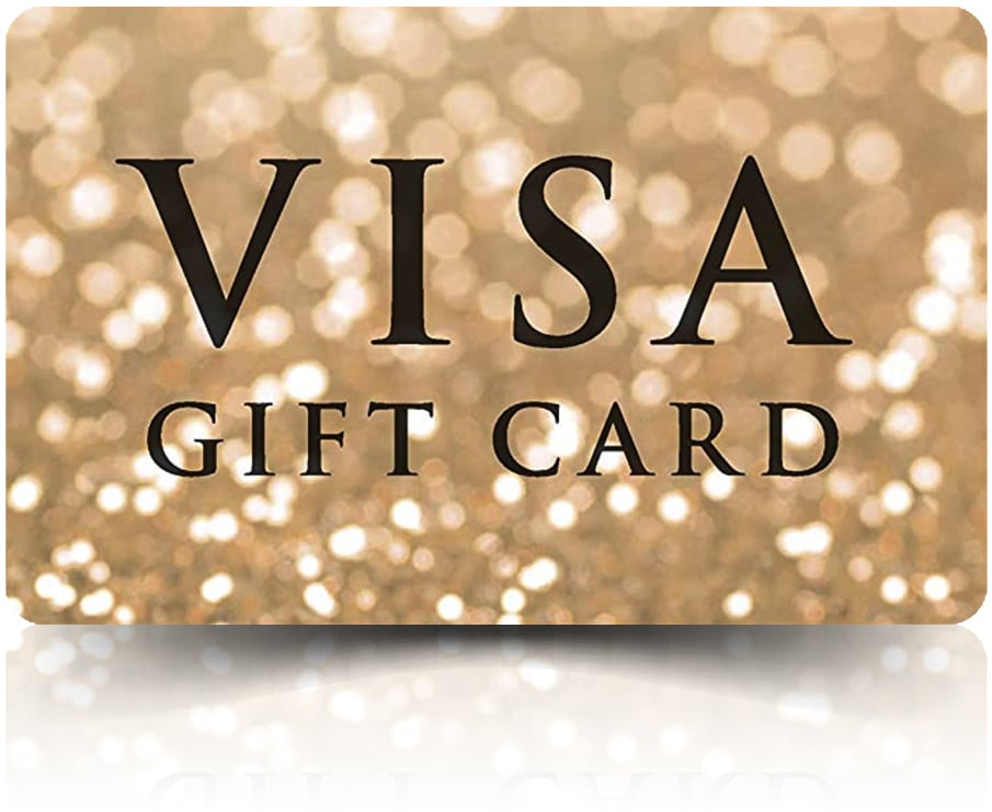 Visa gift card with a glittery gold background. - Matrix Sciences